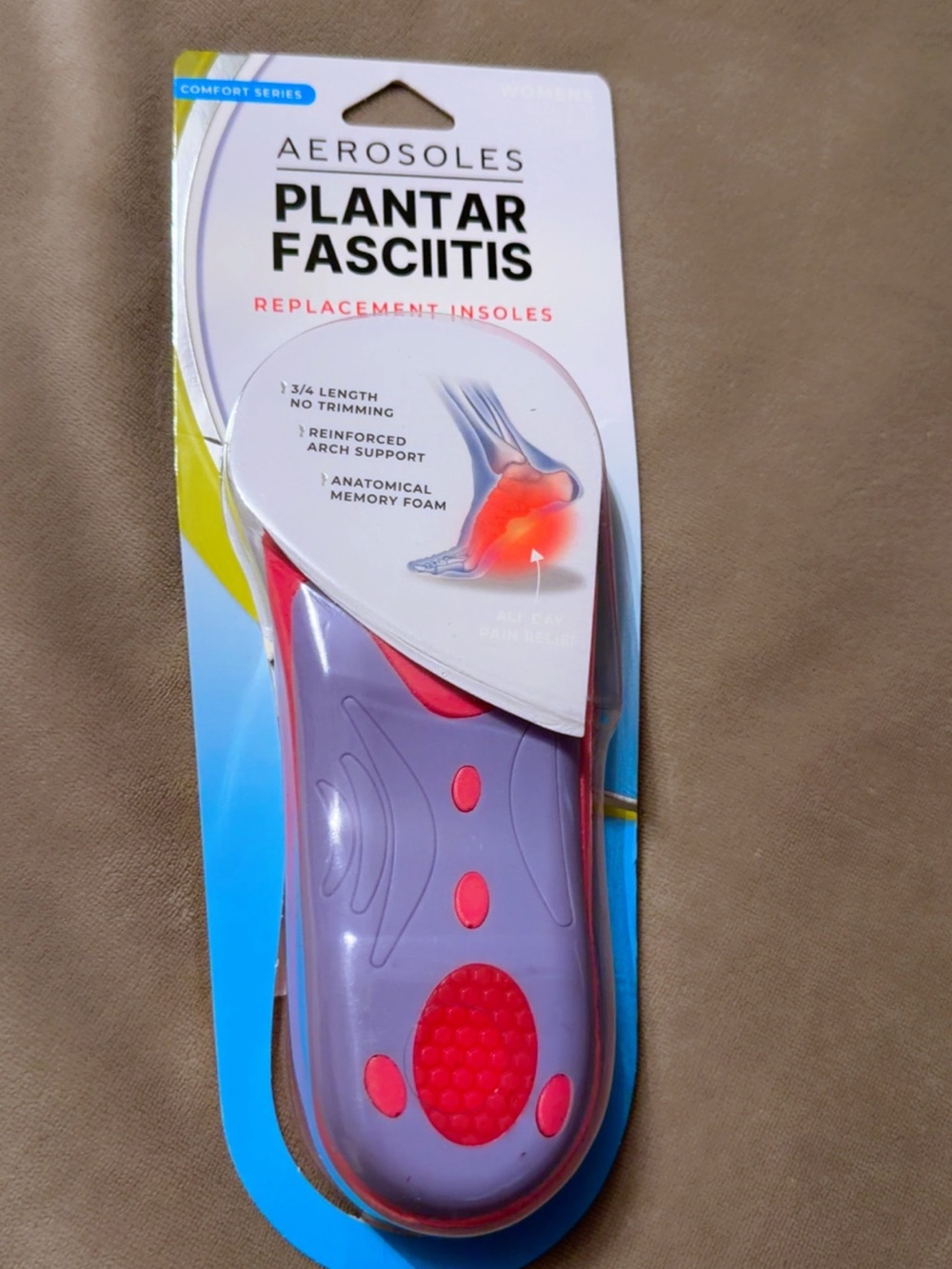 Aerosoles Purple and Red Plantar Fasciitis Replacement Insoles